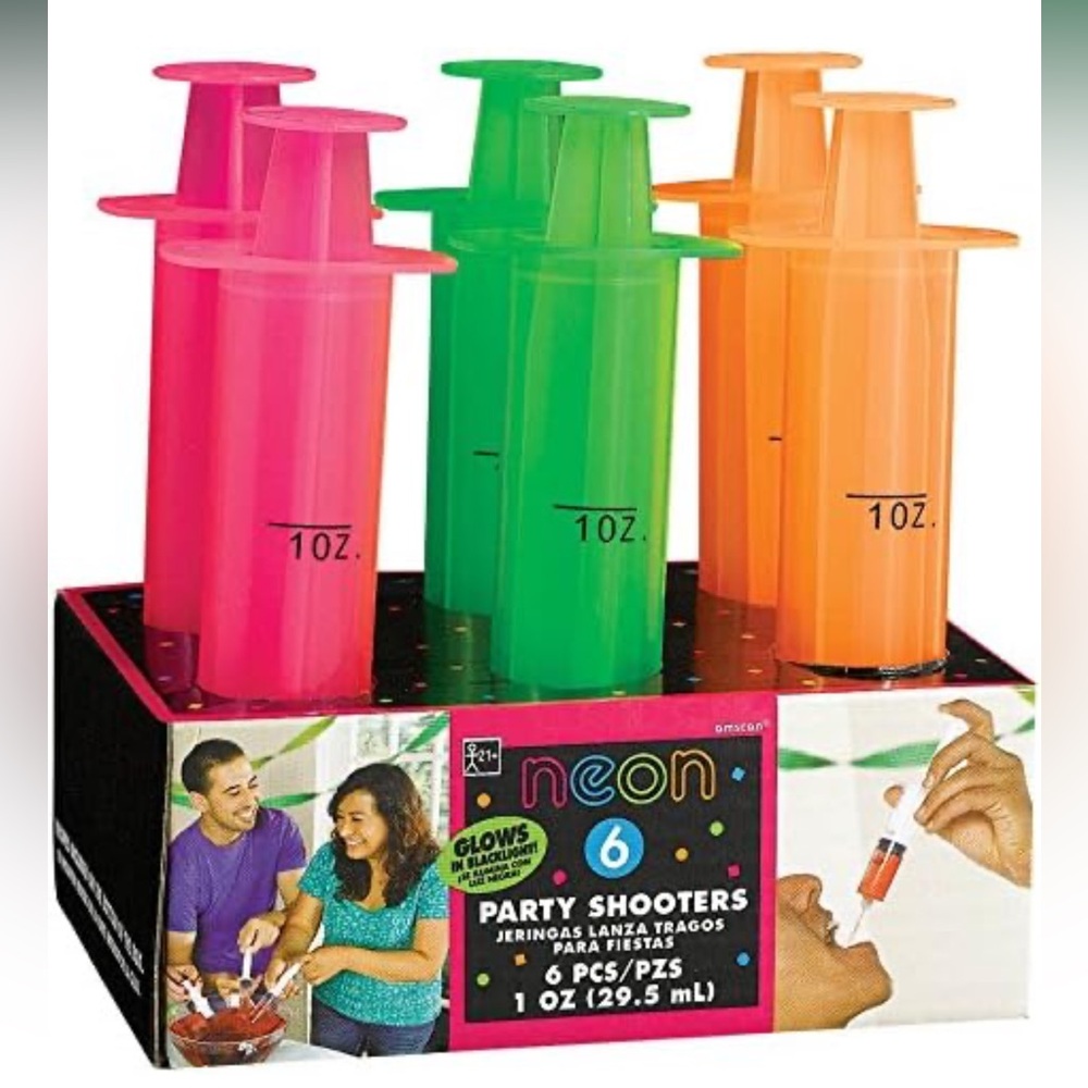 Amscan Light Neon Black Party Shooter Syringes, Multicolor
